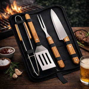 Conjunto Churrasco Inox Forjado Matsori 4 PEÇAS